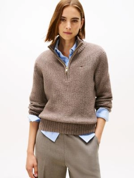 Quarter-Zip Chunky Knit Sweater