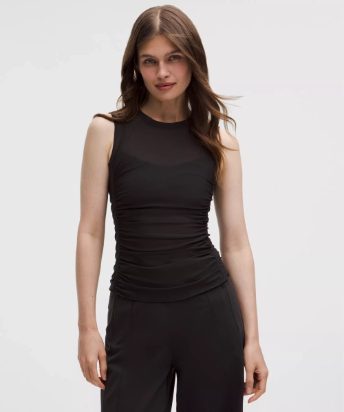 Camisole ruchée en maille - Black - P