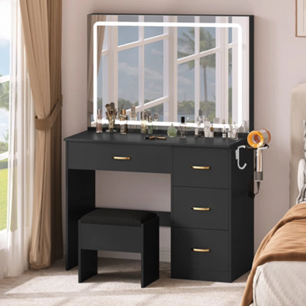 Wade Logan® Azusena 35.4'' Vanity Built-In Outlets with Lighted Mirror