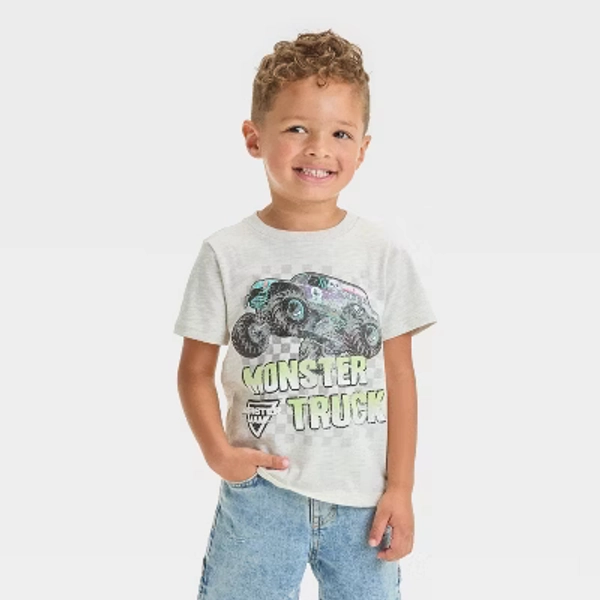 Toddler Boys' Monster Jam T-Shirt - Beige 4T