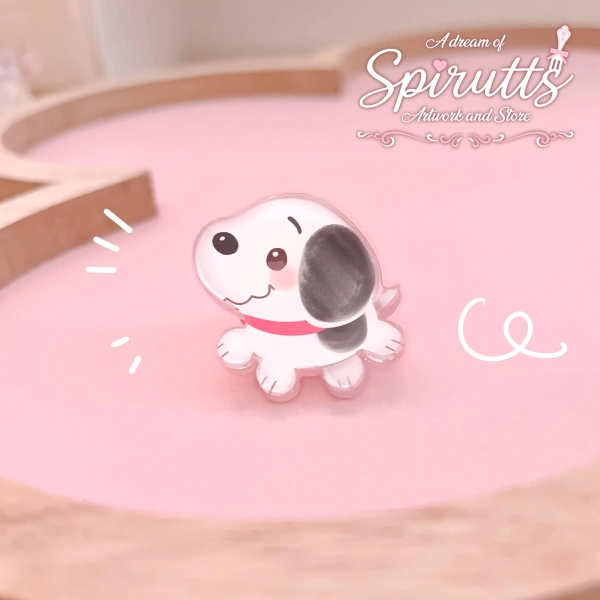 mini PIN - Baby Boy~! Cute / Dog / Puppy - Acrylic Pin / Pink heart rubber back