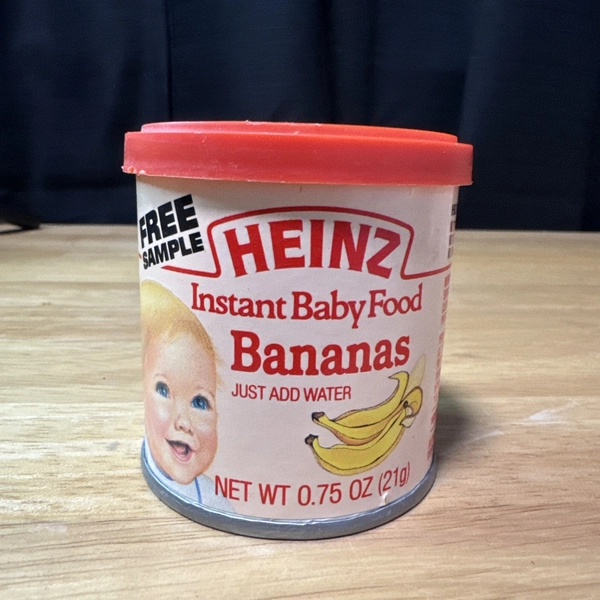 Heinz Instant Baby Food Bananas Vintage Tin NOS Decor Prop Cute Baby Toy Food 