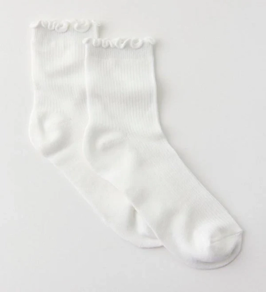 Urban Outfitters Lettuce-Edge Ribbed Cotton Sock