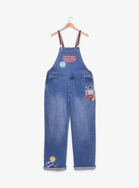 Stranger Things Patches Women's Plus Size Denim Overalls - BoxLunch Exclusive