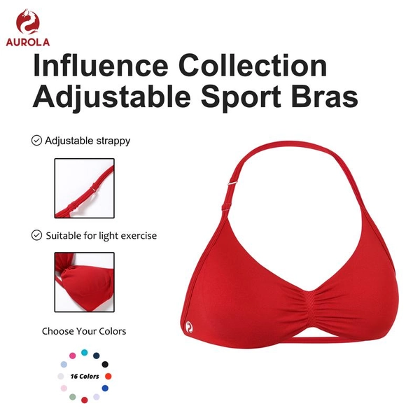 AUROLA Influence Adjustable Strappy Sports Bras for Women,Low Support Seamless Backless Padded Straps Impact Yoga Gym Workout Bra