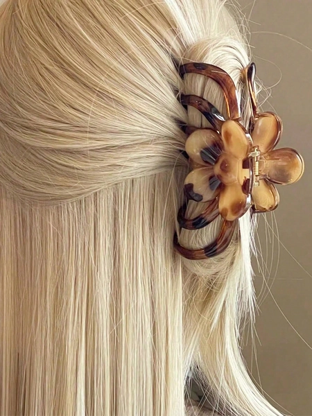 1 Bag 13cm Leopard Print Solid Plastic Hair Claw Clip, Suitable For Daily Wear,Hair Accessories,Claw Clips,Hair Jaw Clip,Hair Clutch Fall Winter Flower Hair Clip For Vacation Outfits Woman Summer