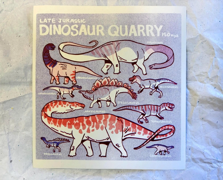 Dinosaur Quarry Fauna RISO Print