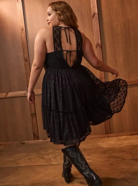 Festi Mesh Lace Hi-Low Dress