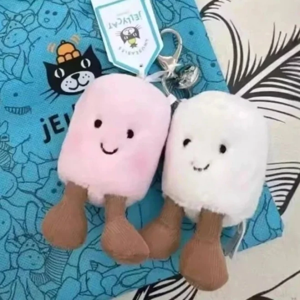 Brand Jellycat Marshmallows Plush- 12cm Pink & White Key Ring With