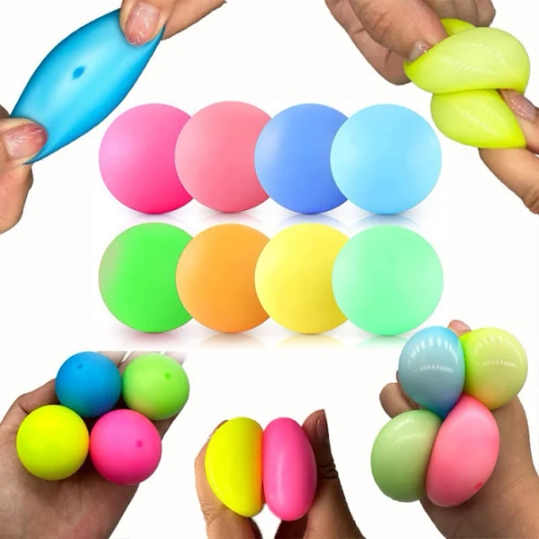 Multicolor TPR Mini Squeeze Fidget Toys Squishy Stress Relief Sensory Balls For Anxiety Stretching Play Dough Party Favors Hand,1pc