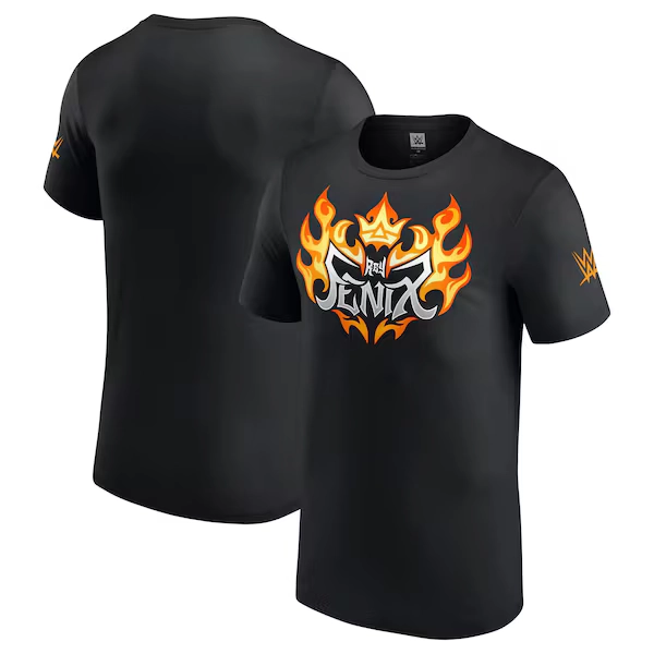 WWE Rey Fenix Flame Logo T-Shirt - Black - Mens