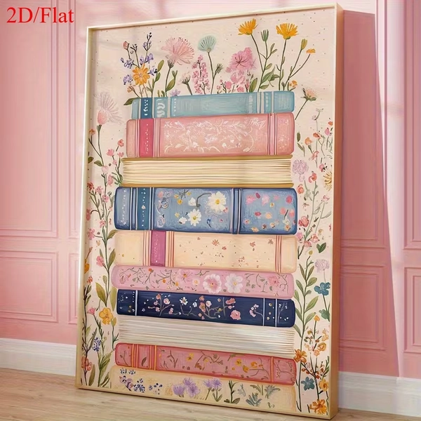 2d flat 1pc vintage floral book canvas wall art   - Temu