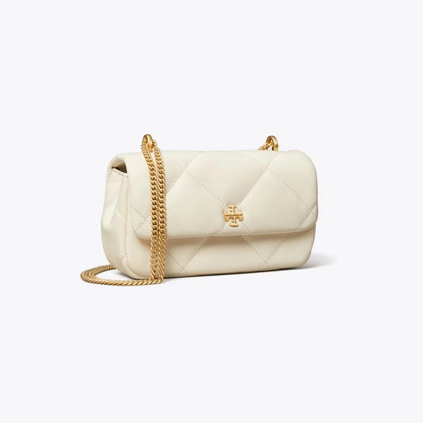 Mini Kira Diamond Quilt Flap Bag in white, size OS
