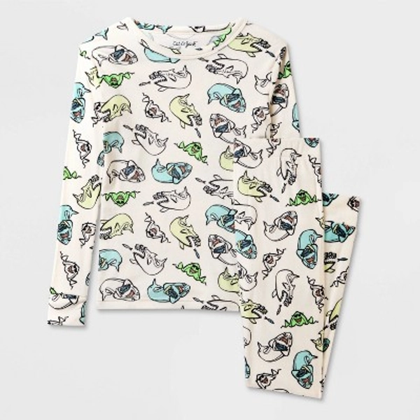 Kids' 2pc Sharks Snuggly Soft Pajama Set - Cat & Jack™ Cream 6