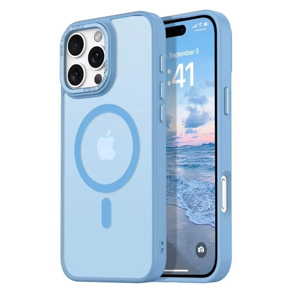 DUEDUE Magnetic for iPhone 16 Pro Case 6.3",Compatible with Mag-Safe Anti-Yellowing Shockproof Protective Translucent Matte Cover for iPhone 16 Pro Case,Blue