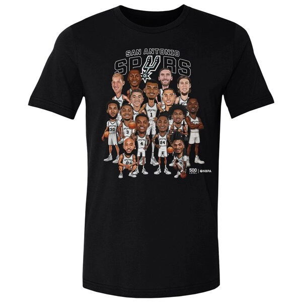 Men's San Antonio Spurs 500 Level Black 2026 NBA Playoffs Roster Caricature T-Shirt