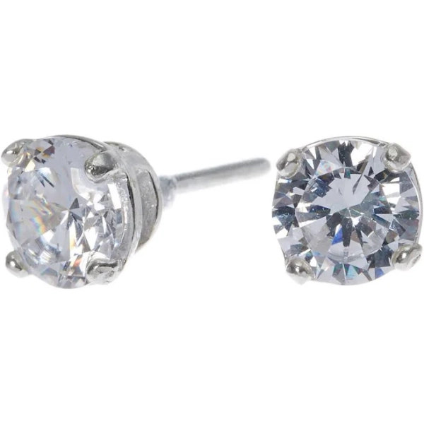 C Luxe by Claire's Round Cubic Zirconia Silver Stud Earrings