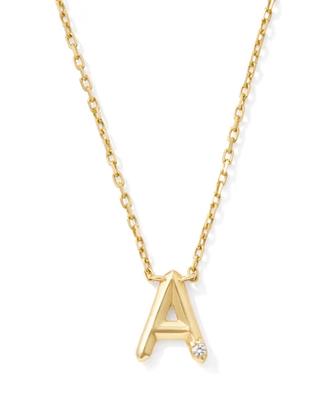 Diamond Accent Letter M 14k Yellow Gold Pendant Necklace in White Diamond
