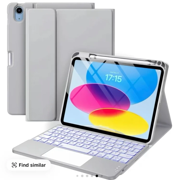 QUANTUMGEA Compatible for iPad 10th Generation Case with Keyboard (10.9", 2022), Folio Keyboard Cover with Pencil Holder, Multi-Touch Trackpad, 7 Color Backlit, Detachable Keyboard for iPad 10 Gen