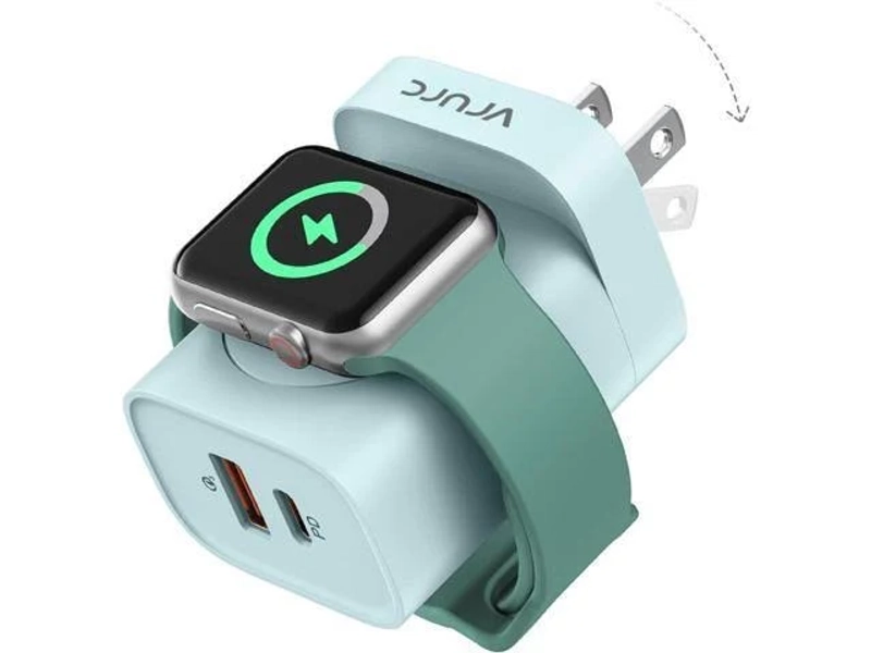 VRURC Charger for Apple Watch, USB C Wall Charging Block for iPhone, 20W Fast Charging,Foldable Plug Travel Charger Stand for iWatch Ultra/SE/10/9/8/7