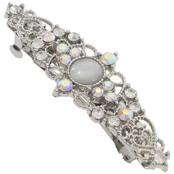 Scunci Fashion Barrette with Bead and Rhinestone Detail Metallic