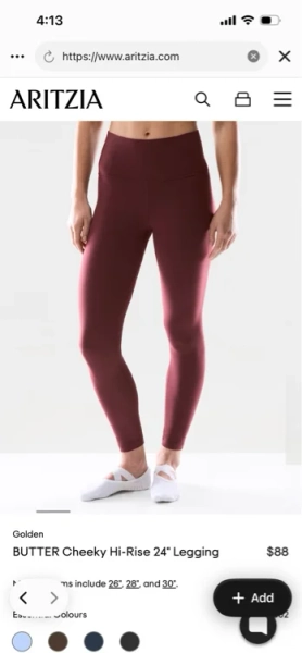 BUTTER Cheeky Hi-Rise 24" Legging | Aritzia CA