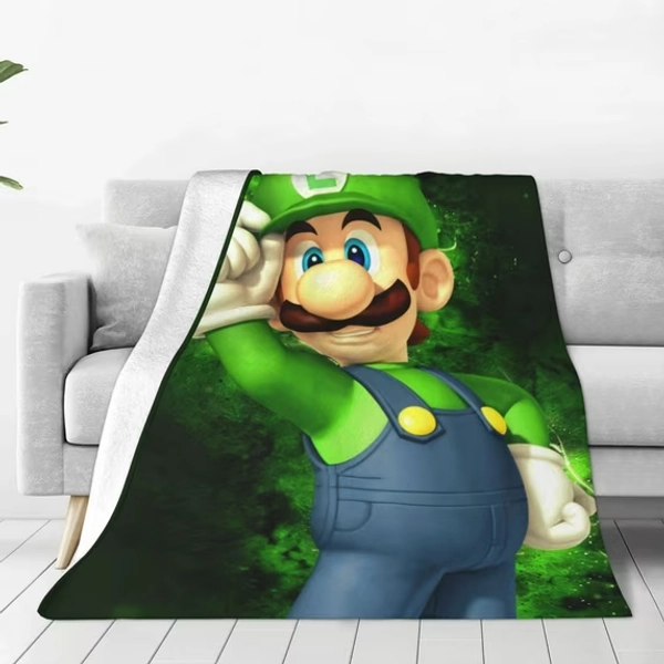 Cartoon Role Luigi's Mansion Flannel Blanket Cozy Ultra-Soft Micro Fleece Flannel Throw Blanket 40"x30" For Sofa Couch Bed Office Travel