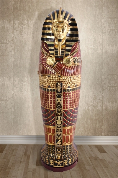Egyptian Sarcophagus Cabinet in Royal Gold and Multicolor Hand-Painted Finish by AFD Home - AFD-10017885