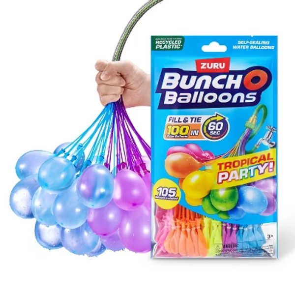 Bunch O Balloons Tropical Party Rapid-Filling Self-Sealing Pool Water Balloons by ZURU - 3pk