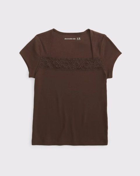 ava lace-trim rib tee