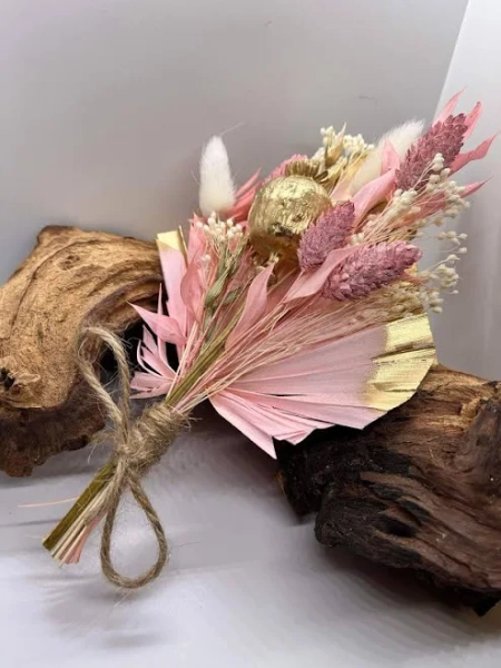 Pink and gold Dried Palm Spear Cake Topper, boutonnières, corsage, cake topper, palm spears, baby shower, baby pink, palms, cake, wedding