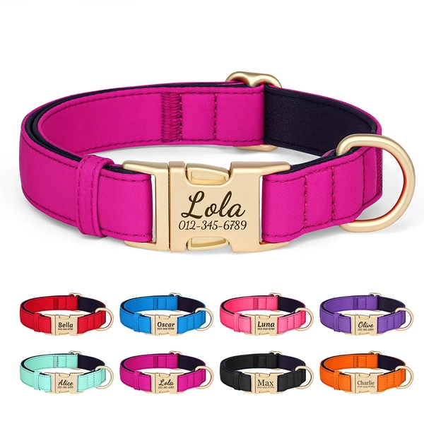Pet Artist Personalized Durable Nylon Dog Collars Soft Padded Waterproof Name Number Engraved Metal Buckle for Small/Medium/Large Breeds - Walmart.com
