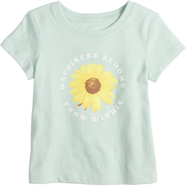 Girls 4-12 Jumping Beans Crewneck Short Sleeve Graphic Tee, Girl's, Size: 8, Sage Happy Sunflower