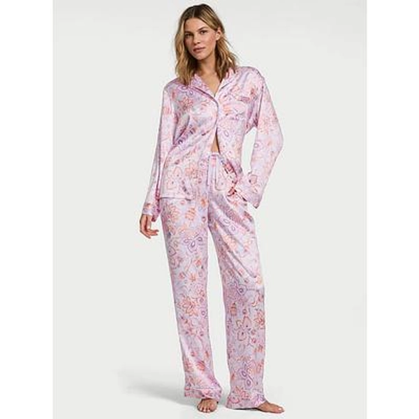 Glazed Satin Long Pajama Set, Floral, Largereg - Women's Sets - Victoria's Secret