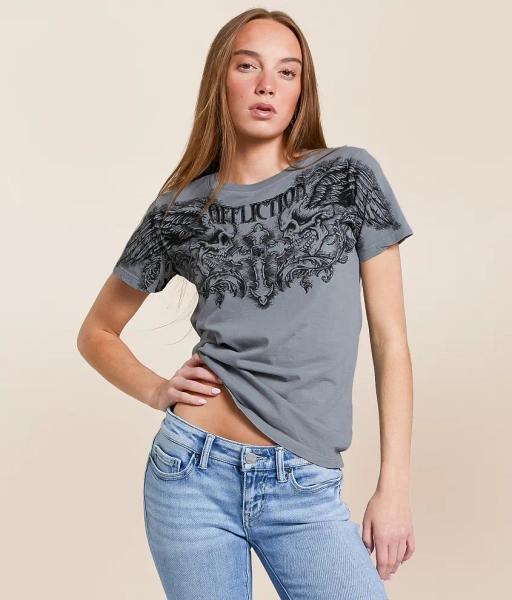 Large Silver Grey Reactive Winged Up T-Shirt
