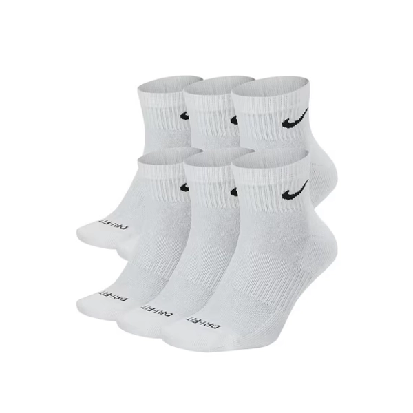 Nike Everyday Plus Cushion Ankle White/Black Socks - 6 Pair Pack SX6899-100