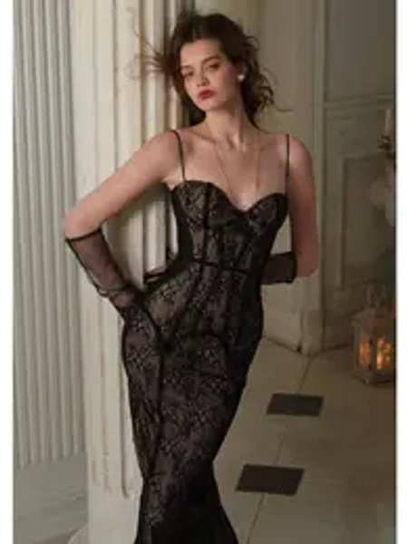 Black Moon Shade Corset Dress, Breathable Fabric Casual Wear SwimWeek summerwins