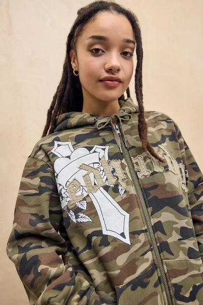 Ed Hardy UO Exclusive Camo Cross Hoodie