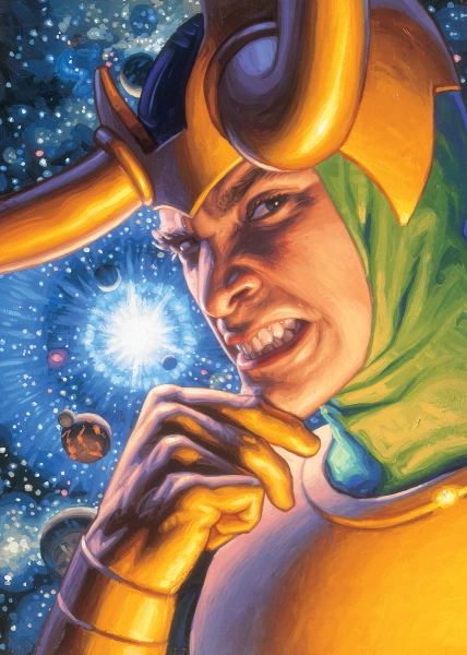 'Clever Loki Smirks in the Cosmos' Poster, picture, metal print, paint by Marvel | Displate