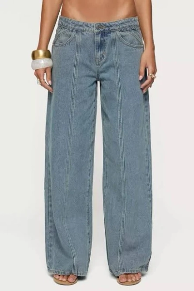 Edikted Women's Stitch & Pleat Low-Rise Wide-Leg Jeans