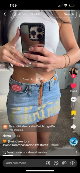 Windsor x Von Dutch Logo Denim Mini Skirt