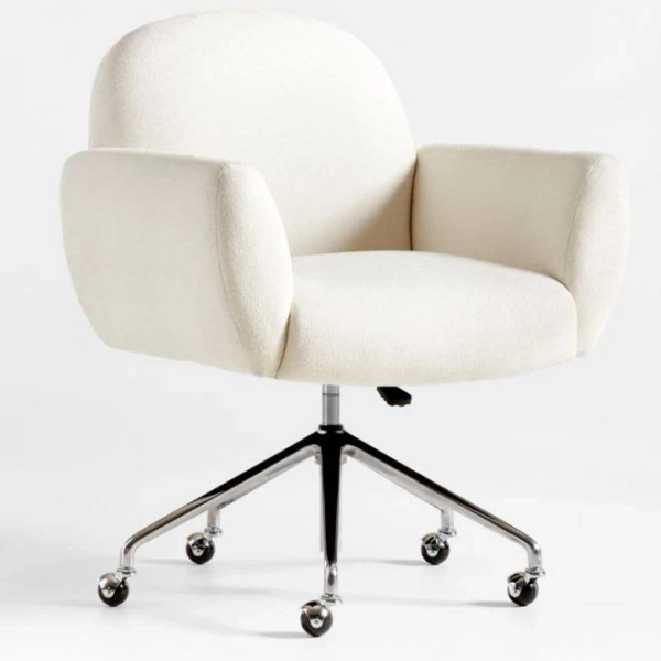 crate & barrel Imogen Ivory Upholstered Office Chair with Casters