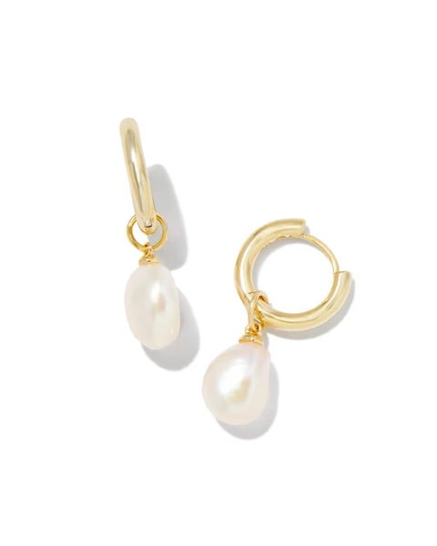 Willa Convertible Gold Pearl Huggie Earrings in Freshwater Cultured Pearl
