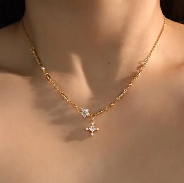 18K Gold Plated Diamond Cross Necklace