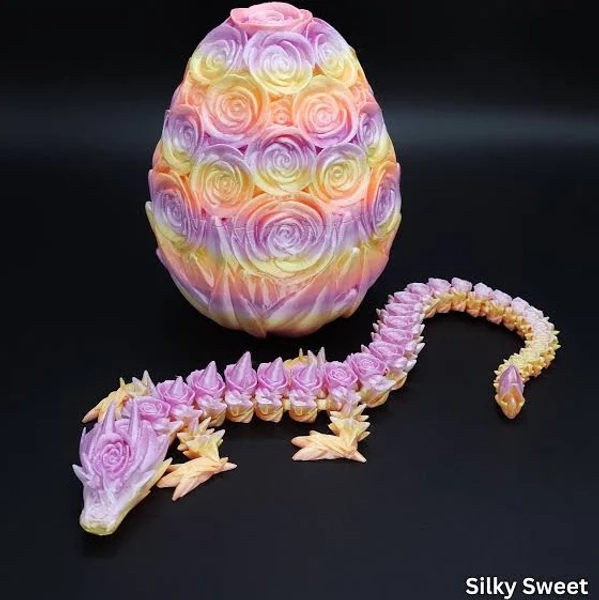3D Printed Dragon Toy, Rose Dragon Decor, Articulated Dragon, Adorable Flexi Dragon, 3D Model, Housewarming Gift