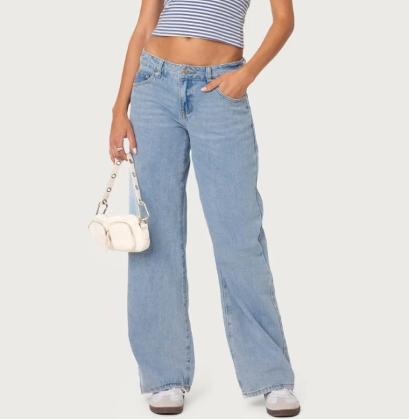 Edikted Women's Raelynn Washed Low Rise Jeans