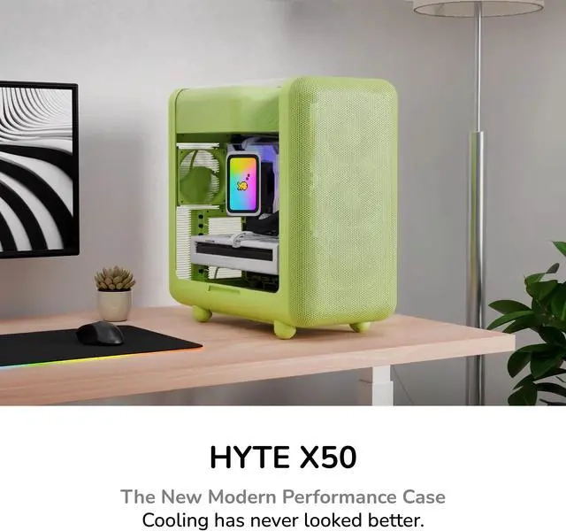 HYTE X50 PC Gaming Case CS-HYTE-X50G-MM Modern Performance ATX Mid-Tower PC Gaming Case - Matcha Milk (Green)