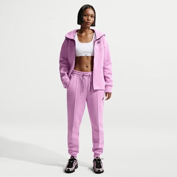 Nike Sportswear Tech Fleece Women's Mid-Rise Joggers - Light Magenta/Black - Size XS