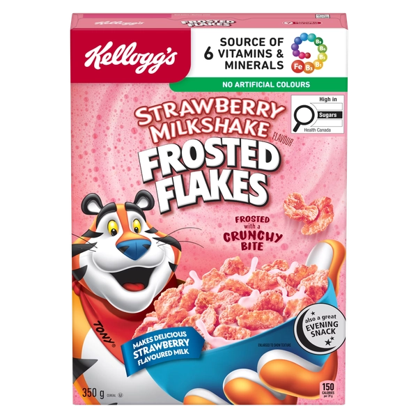 Kellogg's Frosted Flakes® Strawberry Milkshake Flavour Cereal