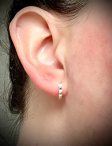 Sterling Silver Geometric Huggie Hoop Earrings • Huggy Earrings • Simple Minimalist Hoops